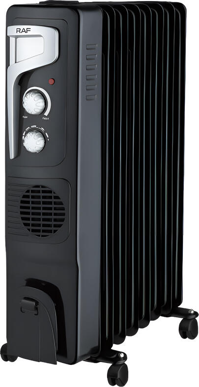 Raf Oil Radiator + Turbo Fan R.0929B, 9 Sections, 2400W, Black