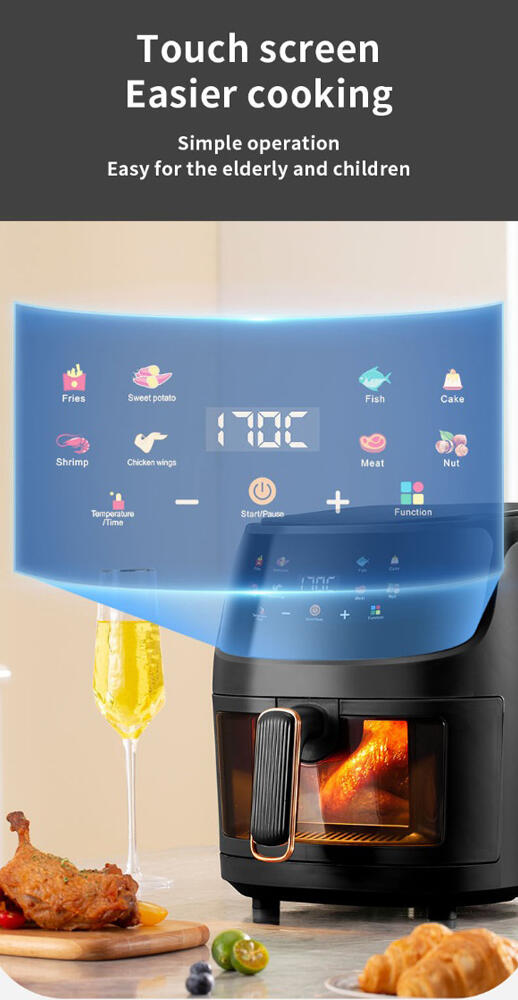 Аэрофритюрница Teska TK-606D, 8 л, 2400 Вт, сенсорное управление, 10 предустановленных программ, 7-в-1, смотровое окно, черный