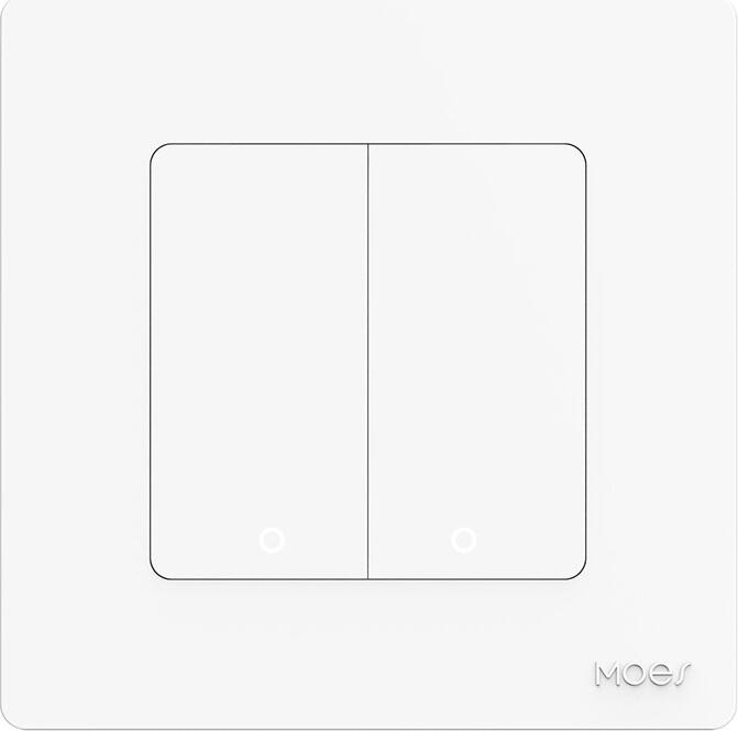 Moes Star Ring Series Zigbee Wireless Smart Push Button Switch, 2 Gang Tactile Button with Luminous Ring, Tuya Smart Life App Control, Color: White, PC