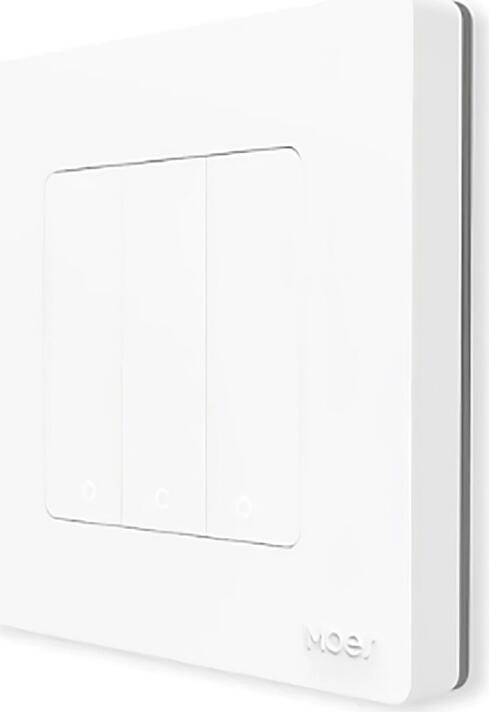 Moes Star Ring Zigbee Smart Push Button Switch, 3-Gang Wireless Remote, Tuya Smart Life App, Luminous Ring, CR2032 Battery, Color: White, 86x86x8.6mm