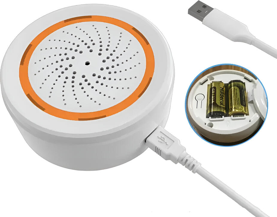 Moes ZSS-LO-SLA-U ZigBee Smart Audible and Visual Alarm, 90dB Siren, 18 Alert Sounds, Flashing Strobe, Tuya Smart Life, 5V USB, White ABS/PC