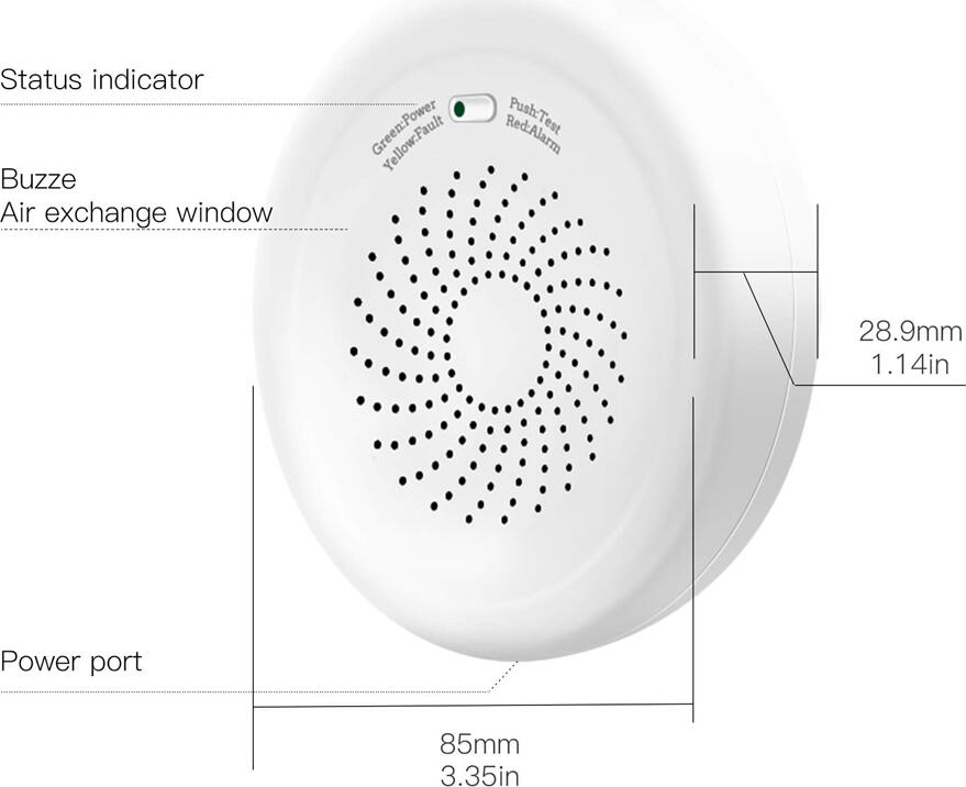 Moes ZigBee Smart Gas Leakage Detector, Combustible Natural Gas Sensor with Tuya Smart Life App, AC 220V/DC 5V, Acoustic and Visual Alarm, White