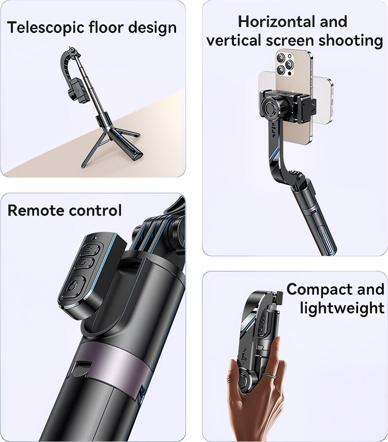 Yesido SF28 3-in-1 Handheld Gimbal Stabilizer, Selfie Stick and Tripod with Bluetooth 5.0 Remote, 360 Degree Rotation, Anti-Shake, Black