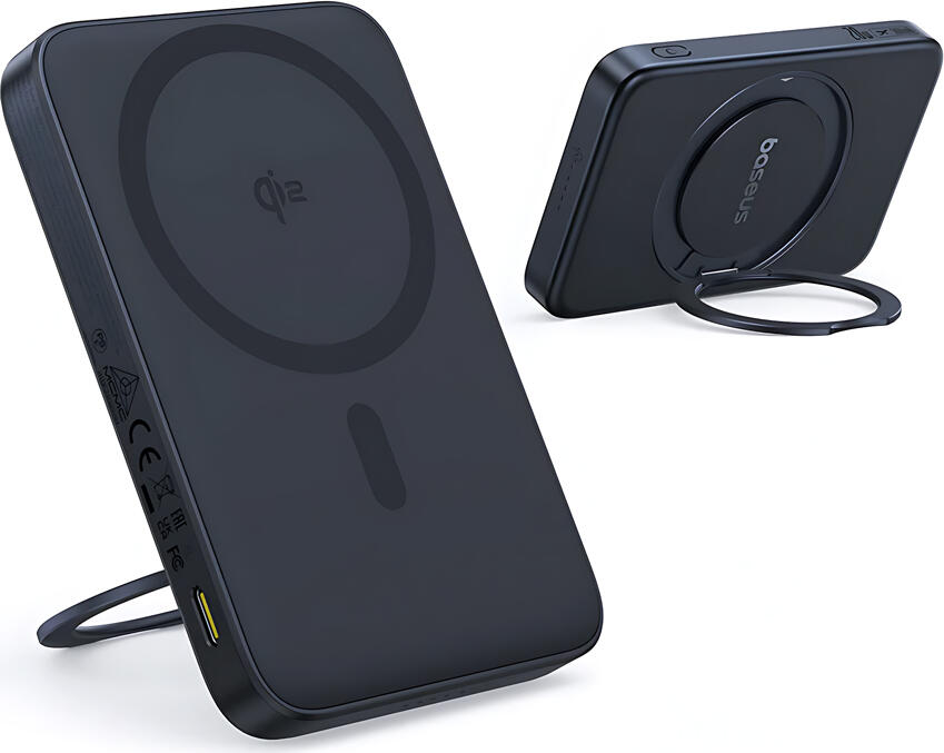 Baseus PicoGo Qi2 Power Bank 5000mAh 15W Wireless 20W Wired Charging USB-C with 360 Rotatable Ring Kickstand for iPhone 12-16 and Qi Devices