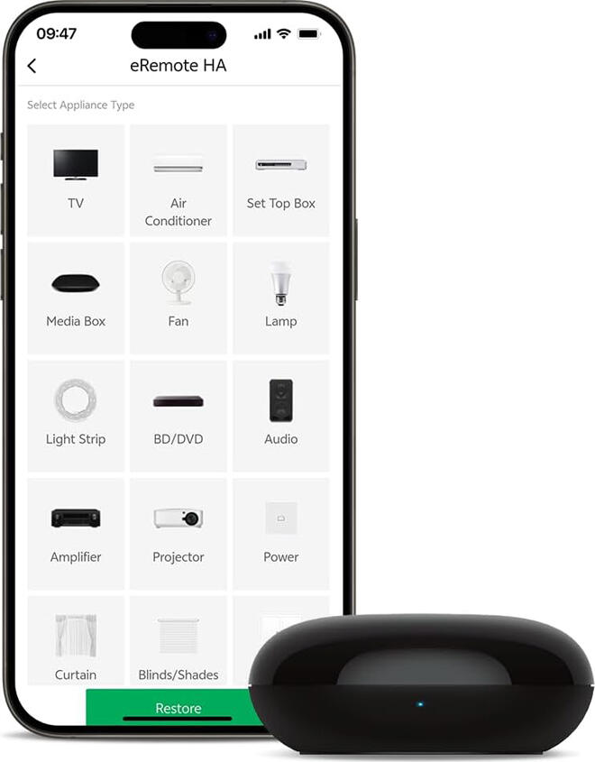 LinknLink eRemote HA Smart Wi-Fi Universal IR Remote Hub for Home Assistant IR2MQTT, Supports 2000+ Brands, Alexa, Google Home, 12m Range