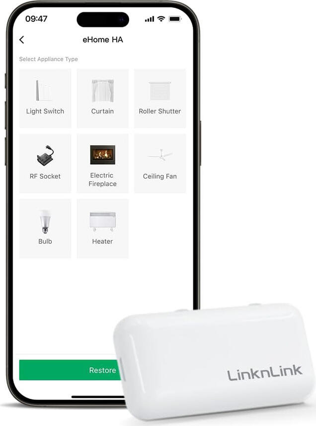 LinknLink eHome HA Hub Universal RF pentru Telecomanda, Bridge Casa Inteligenta, 300-440MHz, Wi-Fi, Bluetooth, Home Assistant MQTT, Alexa, Google Assistant