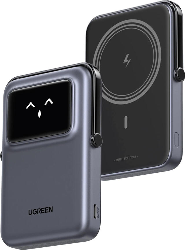 UGREEN Power Bank Uno Series Magnetic Wireless with Kickstand 10000mAh, 7.5/20W, Space Gray