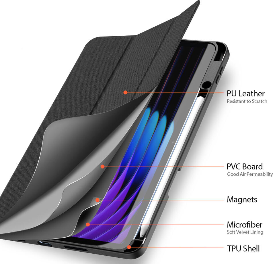 Чехол DUX DUCIS Domo для Xiaomi Pad 7, Pad 7 Pro, Pad 8, Pad 8 Pro, кожаный флип-чехол с функцией автосна и противоударным TPU-кейсом