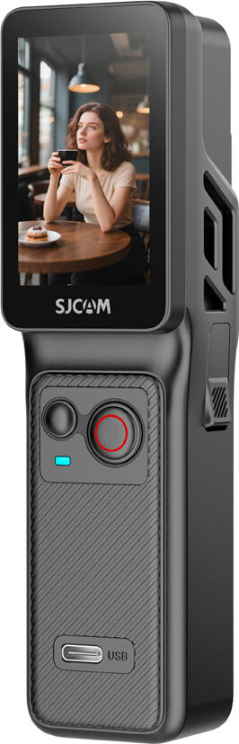Camera Action SJCAM C400 4K, 16MP, FOV 154°, Stabilizare Giro Six-axis, Dual Touch Screen, Impermeabila 30m, WiFi, Mod Webcam, cu Maner