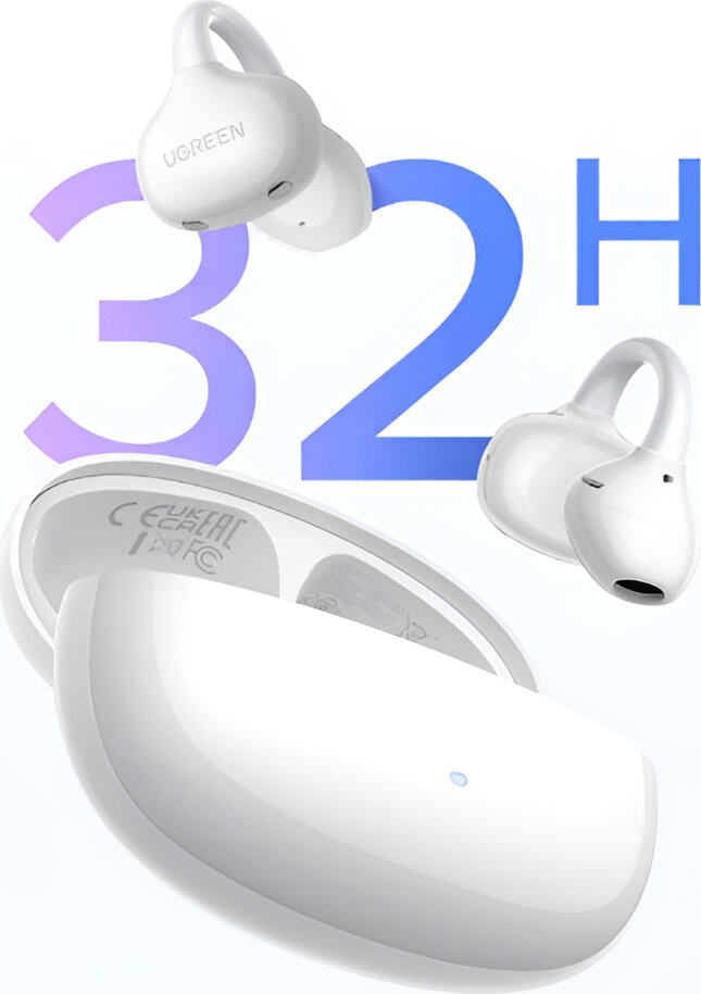 UGREEN ClipBuds Pro WS218 Open-Ear Earbuds, Bluetooth 6.0, Hi-Res LDAC, Adaptive ANC, 6 AI Mics, Spatial Audio, IPX5 Waterproof, 32h Playtime, White