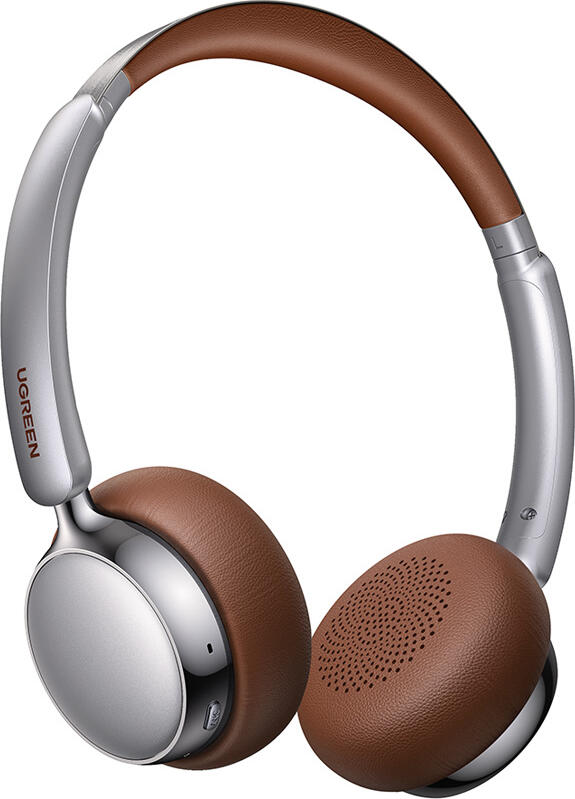 UGREEN Studio Plus HP207 Hybrid Active Noise Cancelling Wireless Over-Ear Headphones, Silver-Brown, Bluetooth 6.0, Up to 80 Hours Battery Life, Padded Design