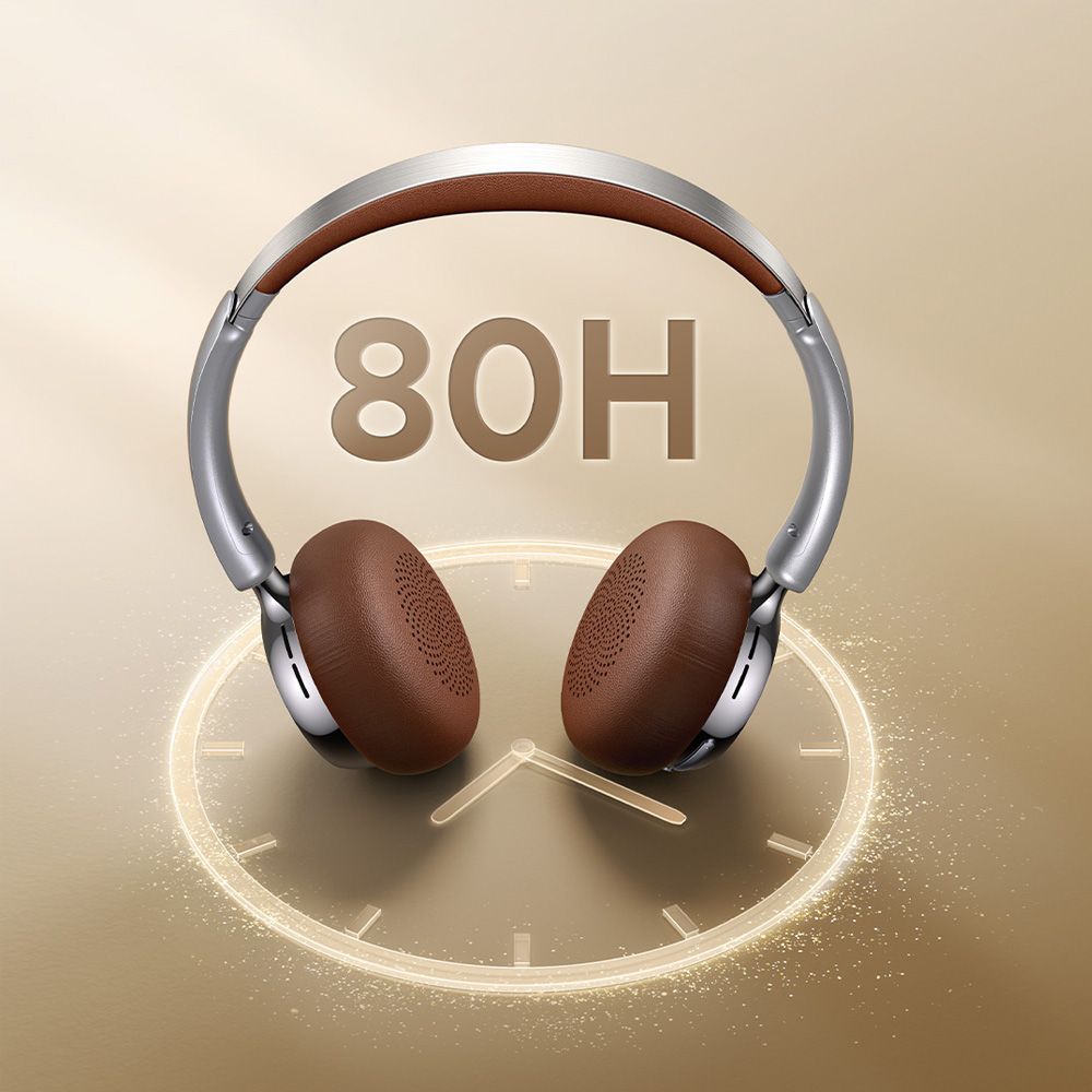 UGREEN Studio Plus HP207 Hybrid Active Noise Cancelling Wireless Over-Ear Headphones, Silver-Brown, Bluetooth 6.0, Up to 80 Hours Battery Life, Padded Design
