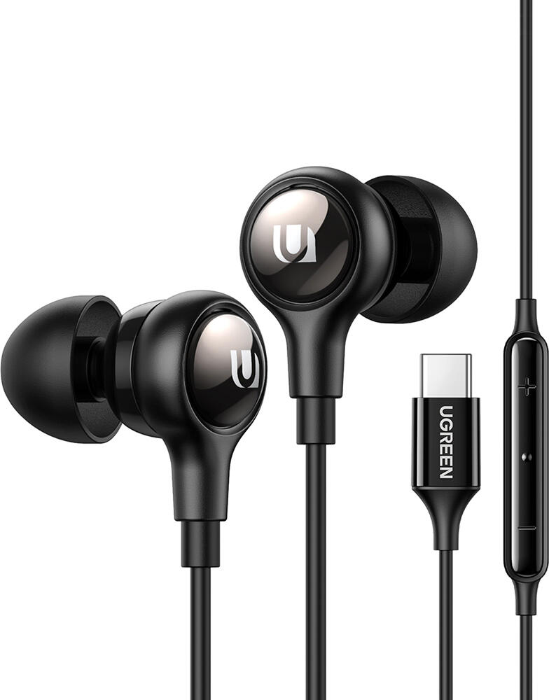 Casca In-Ear cu Fir UGREEN EP103 cu Conector USB Type-C, Telecomanda In-line si Microfon, Design cu Izolare Fonica, Placat cu Aur pentru Sunet Lossless, Negru