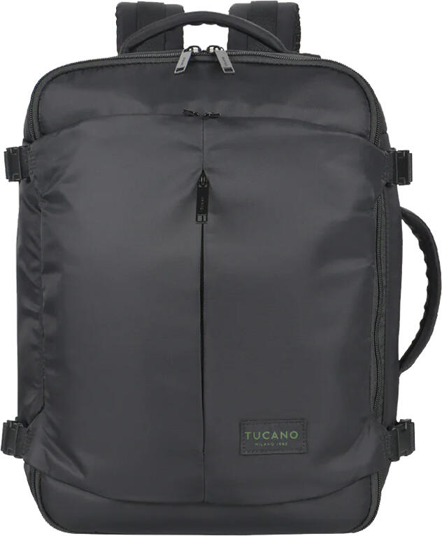 Rucsac Laptop Tucano Tugo M Premium pentru laptopuri de 15.6 inch, Geanta Cabin Travel 23L din Nailon Reciclat cu Slot AirTag si Porta Pașaport, Negru