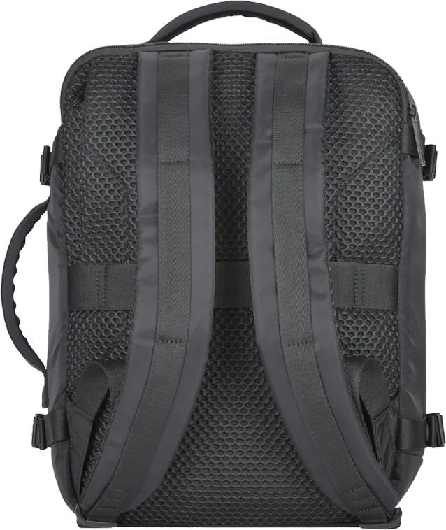 Rucsac Laptop Tucano Tugo M Premium pentru laptopuri de 15.6 inch, Geanta Cabin Travel 23L din Nailon Reciclat cu Slot AirTag si Porta Pașaport, Negru