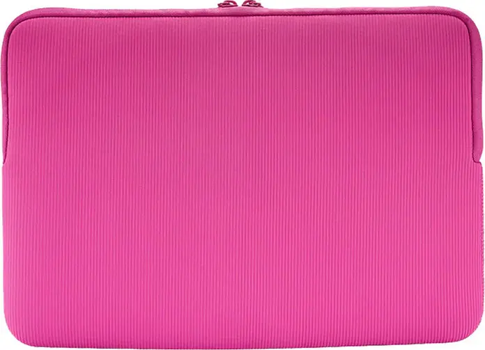 Tucano Sleeve Colore 2 Neoprene Laptop Sleeve for 13.3"-14", 4mm Thick Recycled Plastic Material, Flat-lock Seams, Anti-Slip System, Double-pull Zip, Fuchsia