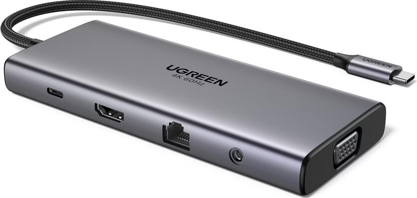 UGREEN HUB 11in1 Type-C to HDMI 4K@60Hz + VGA + 2*USB-C 3.2 + USB-A3.2 + USB-A3.0 + SD/TF + Gigabit RJ45 + 3.5mm + PD 100W | CM639