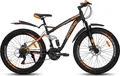 Bicicleta de munte Eurobike 27.5, Suspensie Dubla, Cadru din Otel cu Carbon Ridicat, Transmisie Sunrun, Frane cu Disc Mecanice, Aripioare, Portocaliu