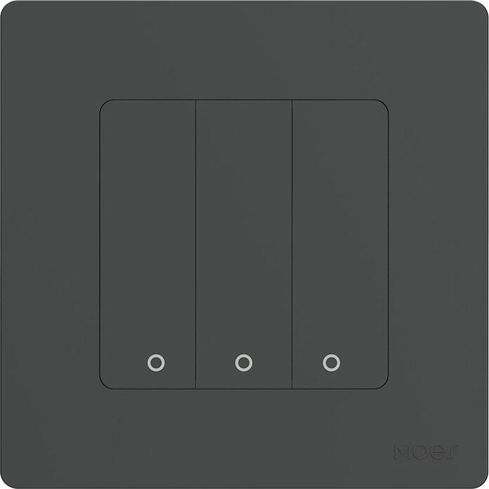 Moes Zigbee Star Ring Smart Push Button Switch 3 Gang (Neutral Optional), Grey