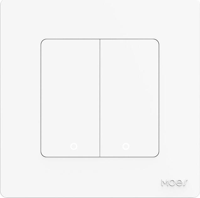 Moes Zigbee Star Ring Smart Push Button Switch 2 Gang (Neutral Optional), White