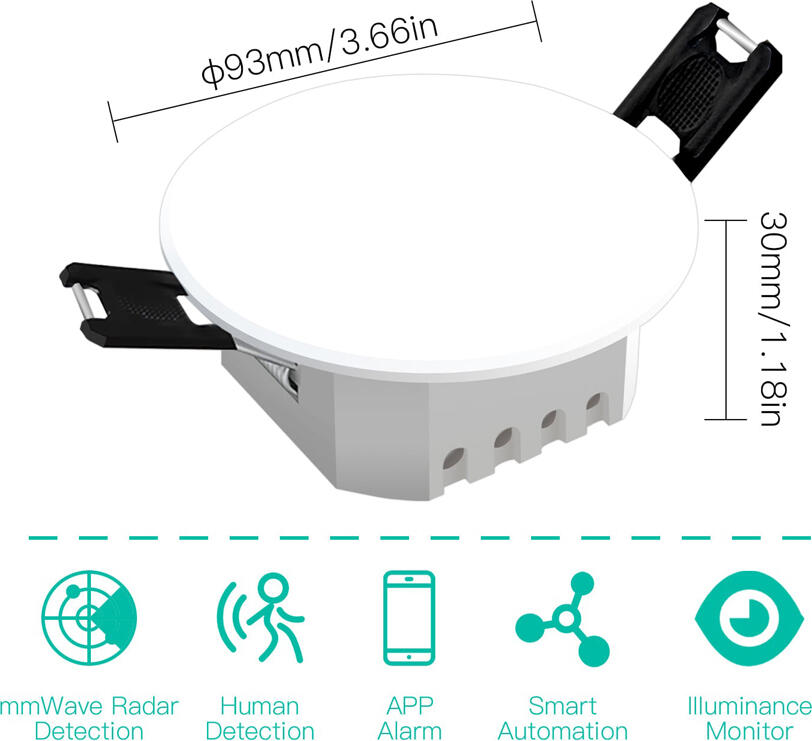 Moes ZigBee Smart Human Presence Detector, mmWave Radar and PIR Sensor, Ceiling Mount, 0.3-9m Range, 0-2000 Lux Illuminance, Tuya Smart App