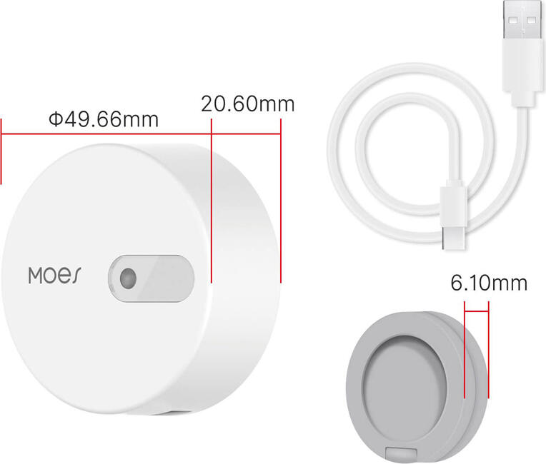 Senzor de prezenta umana inteligent Moes ZSS-LP-HP02 ZigBee, detectie radar 24GHz, detectie in timp real a statarii, Tuya Smart Home, Alb