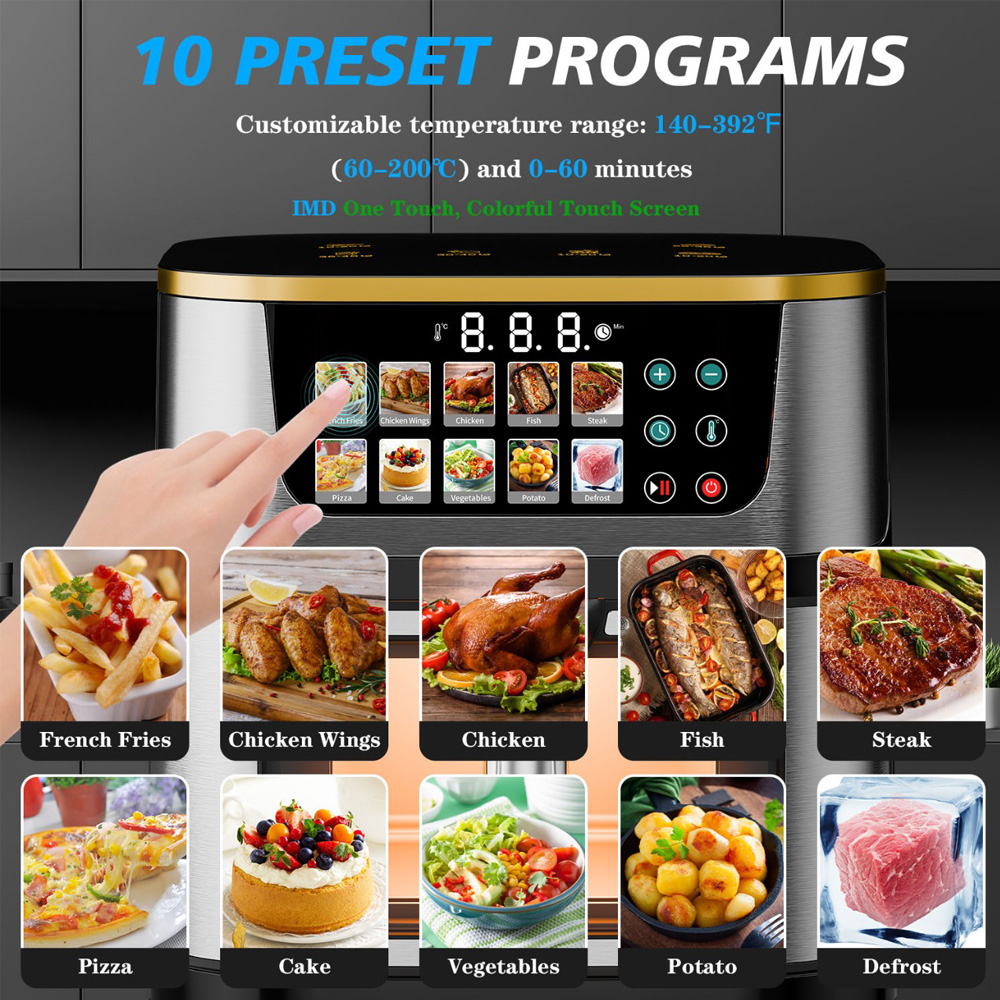Frigider cu aer cald Teska TK-21S-3, Capacitate 10L, 1400W, Otel Inoxidabil, 10 Programe Prestabilite, Ecran Tactil IMD One Touch, Fereastra de Vizualizare