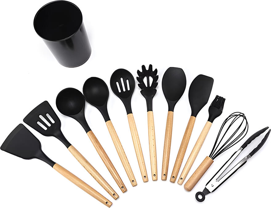 NO Brand Kitchen Utensils 12 Pcs Set (Small Size), Black