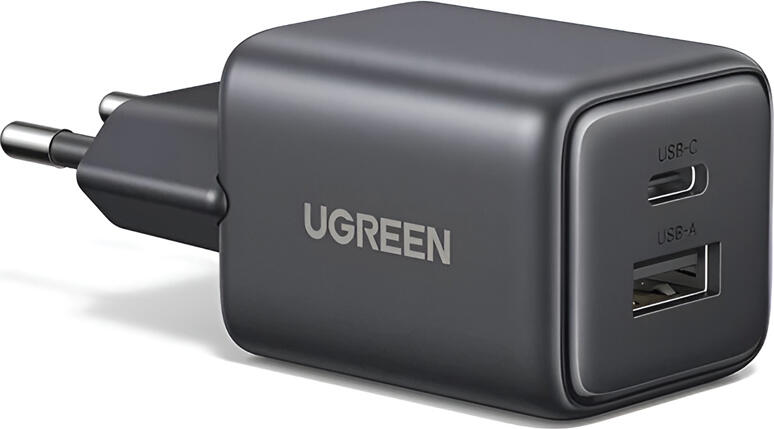 Incarcator Rapid UGREEN X514 GaN 20W Dual Port USB-C si USB-A, Adaptor Priza cu Quick Charge 3.0, Compatibilitate Universala, Negru
