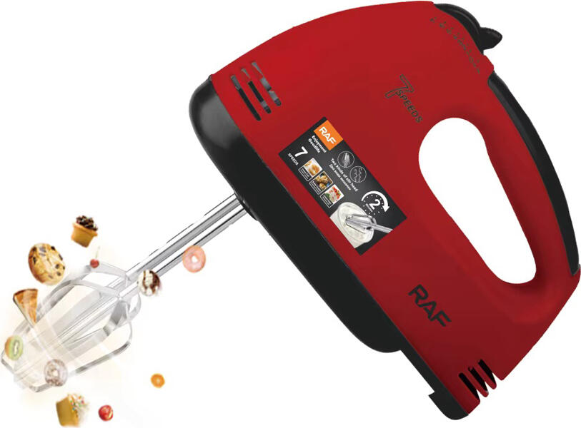 Mixer Electric de Mana si cu Stat 2-in-1 RAF R.6637, 250W, 7 Viteze, Bol Inox 2.0L, pentru Batut si Framantat, Rosu
