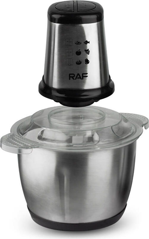 RAF R.7031 Food Processor 1000W, 3L Stainless Steel Bowl, Variable Speed Control, Pulse Function, Chopping, Slicing, Grating, Blending, Silver