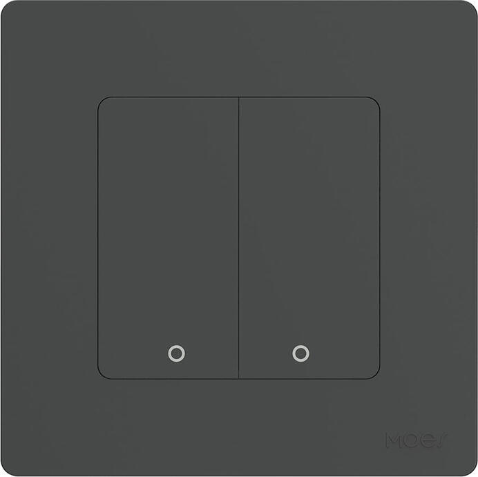 Moes Zigbee Star Ring Smart Push Button Switch 2 Gang (Neutral Optional), Grey