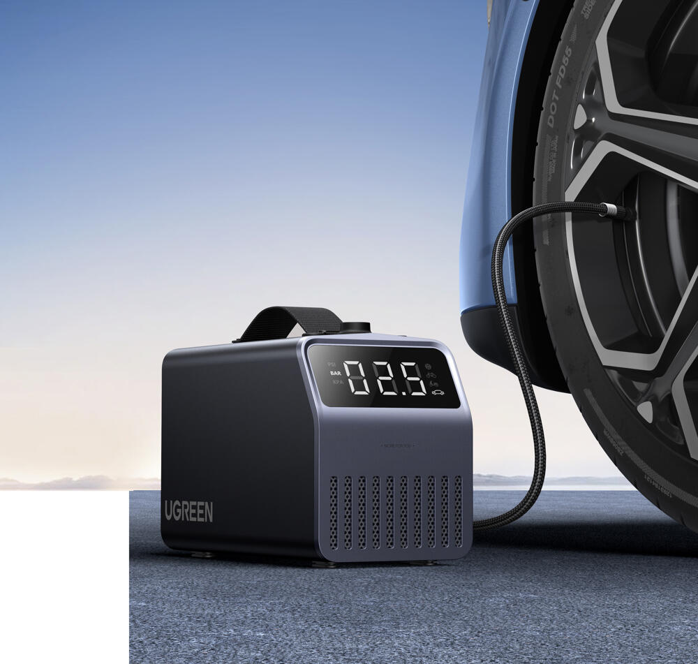 Compresor Auto Portabil UGREEN Portable Tire Inflator Pro ET723, Presiune Maxima 150 PSI, Baterie 4500mAh, 5 Moduri Predefinite, Ecran Digital, LED