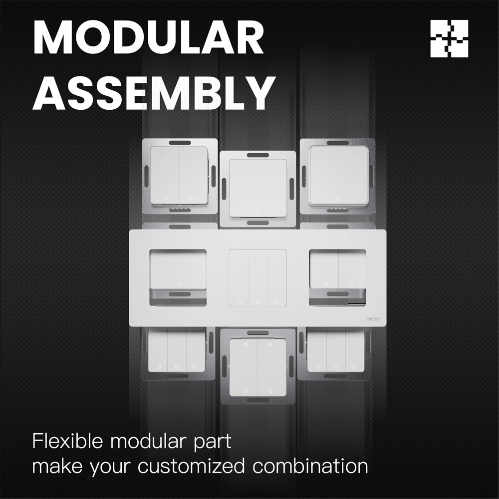 Moes Star Ring Series Double Wall Frame, 2-Gang EU Version, White ABS Material, 156 x 86 x 51 mm, IP20, for Star Ring Switches and Sockets