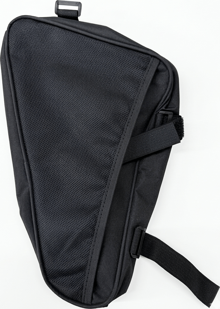 B-SOUL Bicycle Triangle Frame Bag, Waterproof Durable Textile Storage Pouch with Reflective Safety Strips and Quick-Fix Velcro Straps, Black
