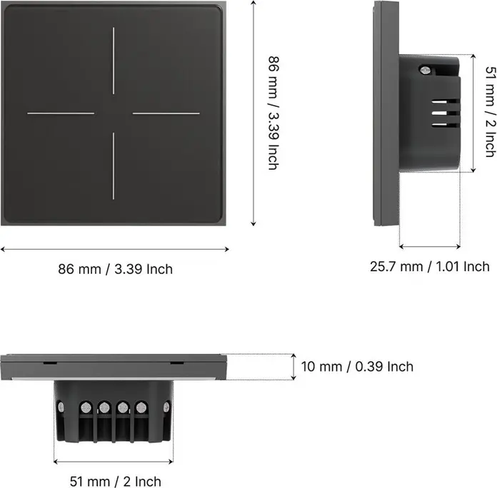 Intrerupator Smart Moes Star Feather SFL01-Z Zigbee 3.0, 4 Canale, cu Fir Neutru, Sticla Mata AG, Feedback Haptic, Tuya Alexa Google Home, Alb
