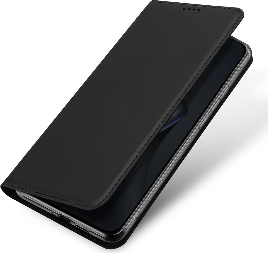 Husa Tip Carte DUX DUCIS SKINPRO pentru Xiaomi 15T, Culoare Negru, Protectie din Piele PU Anti-Zgarieturi cu Interior TPU Shock-Absorbant, Slot Card si Suport