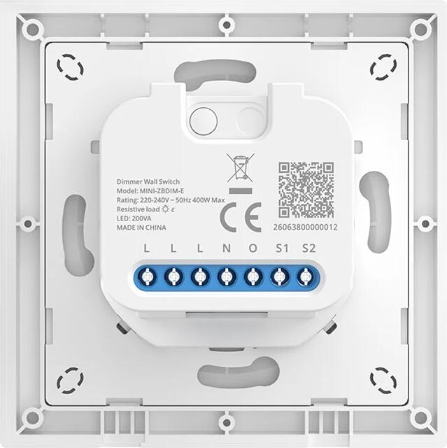 Sonoff MINI-ZBDIM-E MINI Extreme Zigbee 3.0 Smart Wall Dimmer Switch, 400W Max Load, Trailing-edge Dimming, Power Monitoring, eWeLink App, White