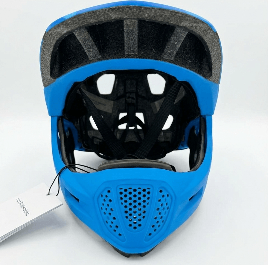 Bat Fox Full Face MTB Helmet, Integral Downhill BMX Helmet with EPS Foam, Integrated Sun Visor, 16-20 Air Vents, CE Certified, Blue