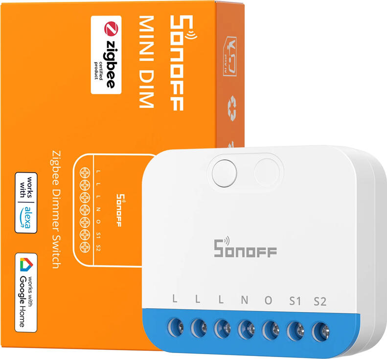 Sonoff MINI-ZBDIM MINI Extreme Zigbee 3.0 Диммер-выключатель, 220-240В, Макс. нагрузка 400Вт, Безмерцающее диммирование, Мониторинг энергии, Встраиваемый модуль
