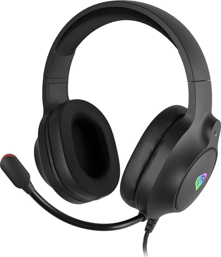 Casca Gaming Genesis Neon 213, Over-Ear Closed-Back, Difuzoare 50mm, Iluminare RGB, Microfon Flexibil, Jack 3.5mm, Textil si Piele Ecologica, Negru