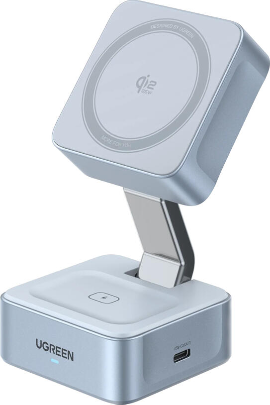 UGREEN MagFlow 2-in-1 Magnetic Wireless Charger Q2 25W, Blue