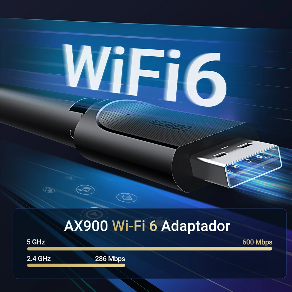 USB-адаптер Wi-Fi 6 UGREEN CM763 AX900 Dual Band, 600Мбит/с 5ГГц + 287Мбит/с 2.4ГГц, внешняя антенна 6dBi, режимы клиента и точки доступа, Windows 10/11, Linux
