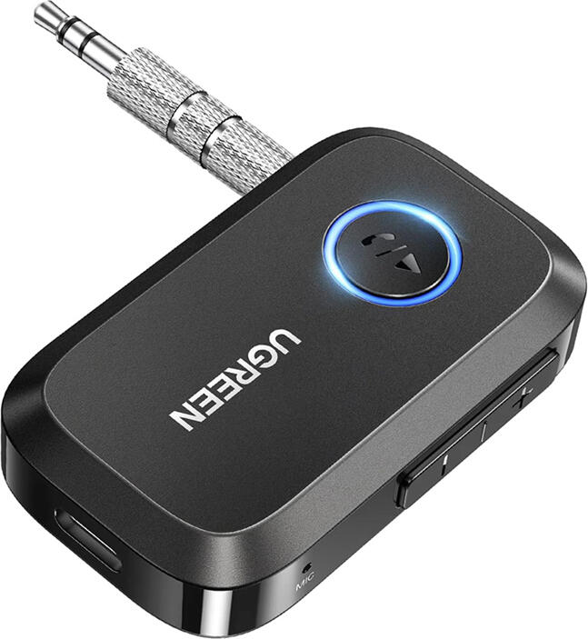 Receptor Bluetooth 6.0 UGREEN BT509, Audio Hi-Res LDAC AAC SBC, 24-bit/96kHz, Microfon AI cu Reducere Zgomot, Dual Pairing, Baterie 17h, USB-C, AUX 3.5mm