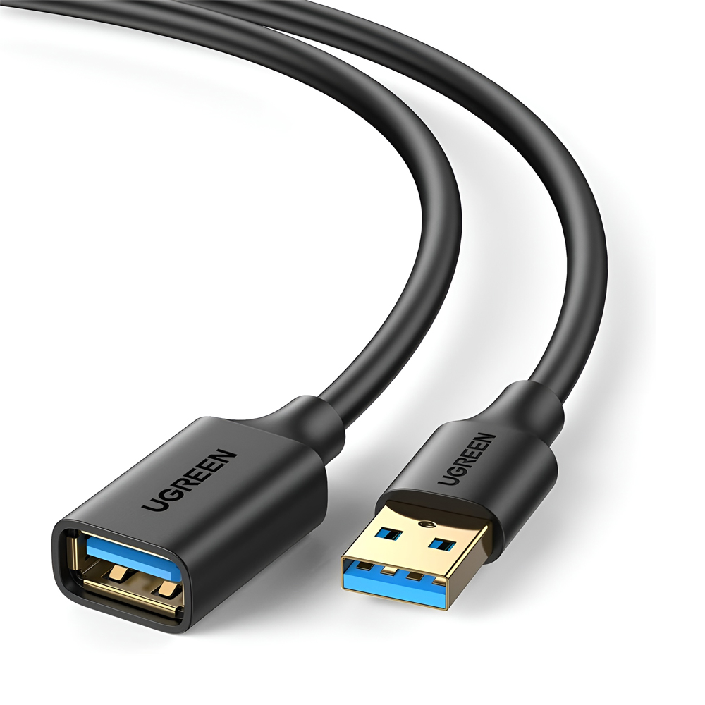 UGREEN US129 USB 3.0 Extension Cable 1.5m, SuperSpeed 5Gbps Data Transfer, Gold-Plated USB-A Male to Female, Backwards Compatible with USB 2.0, Black