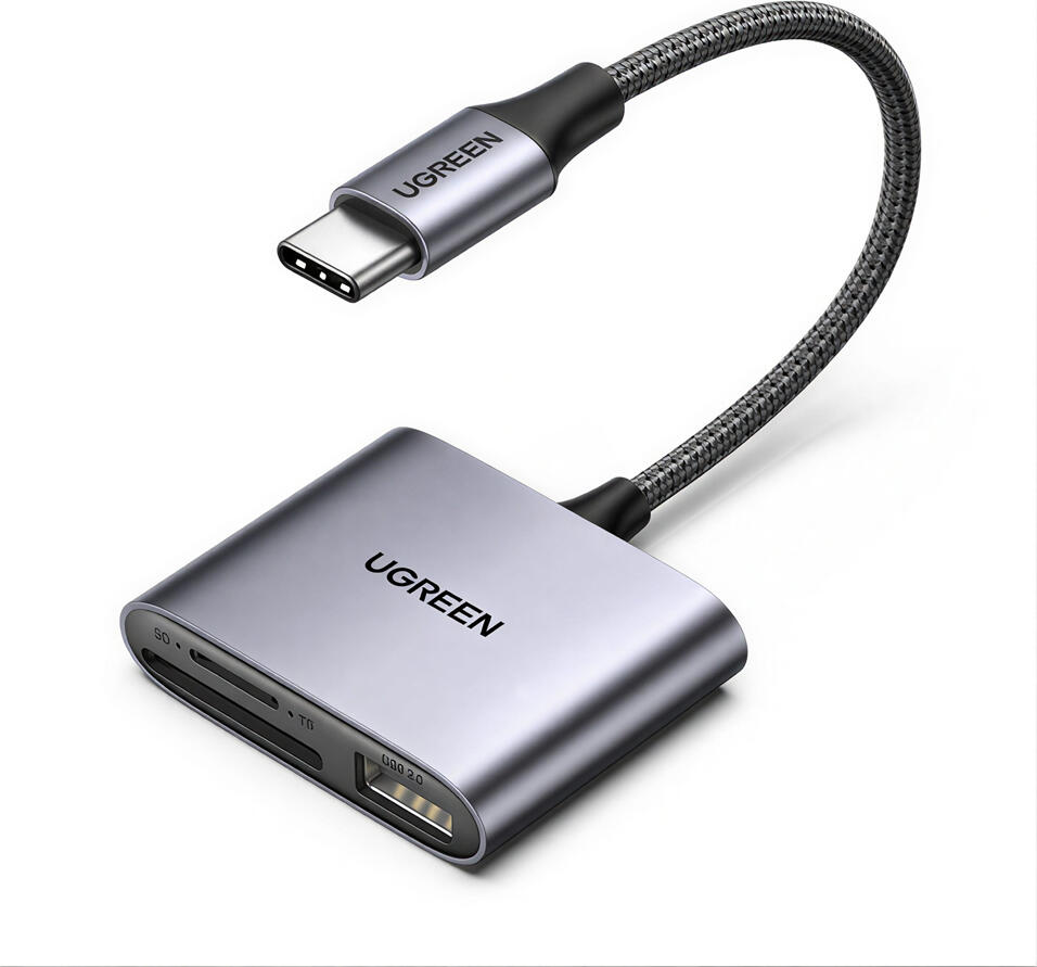 UGREEN Card Reader USB-C to SD/TF + USB 2.0 | CM387, Gray