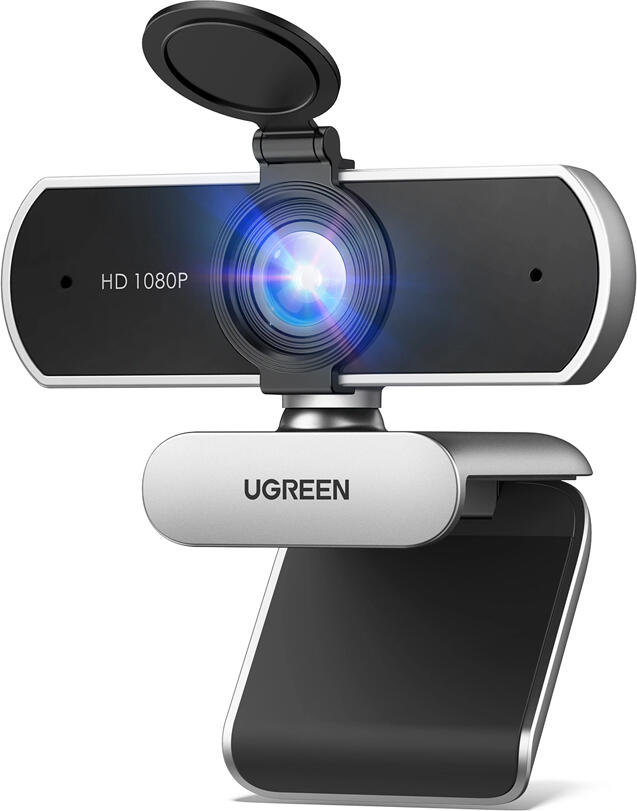 UGREEN CM678 Full HD 1080p Webcam, 30 FPS, Dual Noise Cancelling Microphones, 85 Degree View, Privacy Cover, USB-A Plug and Play for Windows macOS Linux