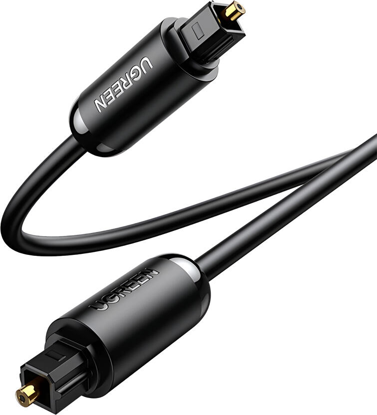 Оптический аудиокабель UGREEN AV122 Toslink 3м с позолоченными коннекторами S/PDIF для ТВ, саундбара, усилителя, PS5, Xbox, Dolby 7.1, черный