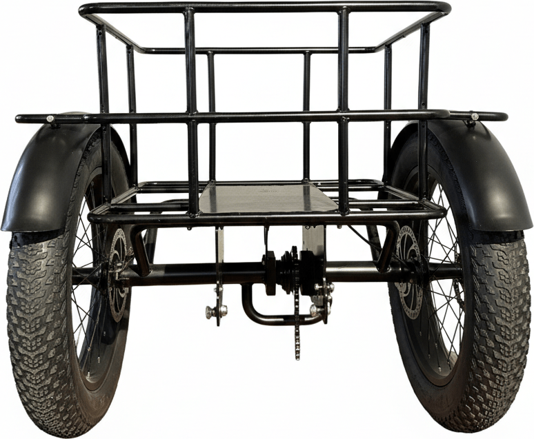 Прицеп для велосипеда с колесами Fat Bike 20x4.00, шинами Kenda, дисковыми тормозами и металлическим каркасом для бездорожья, песка и снега