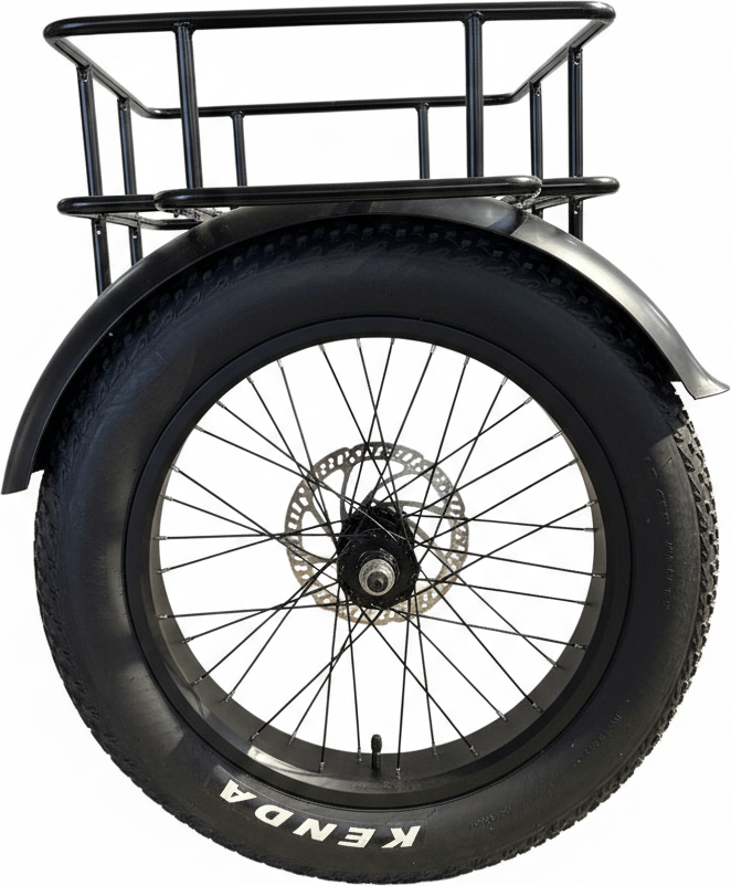 Прицеп для велосипеда с колесами Fat Bike 20x4.00, шинами Kenda, дисковыми тормозами и металлическим каркасом для бездорожья, песка и снега
